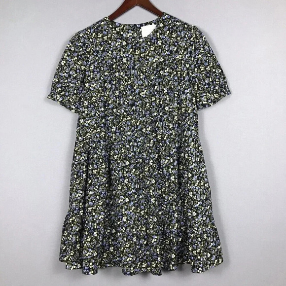 Tuckernuck Hyacinth House Quinn Dress Size XS Black Floral Short Sleeve Tiered - Picture 4 of 16